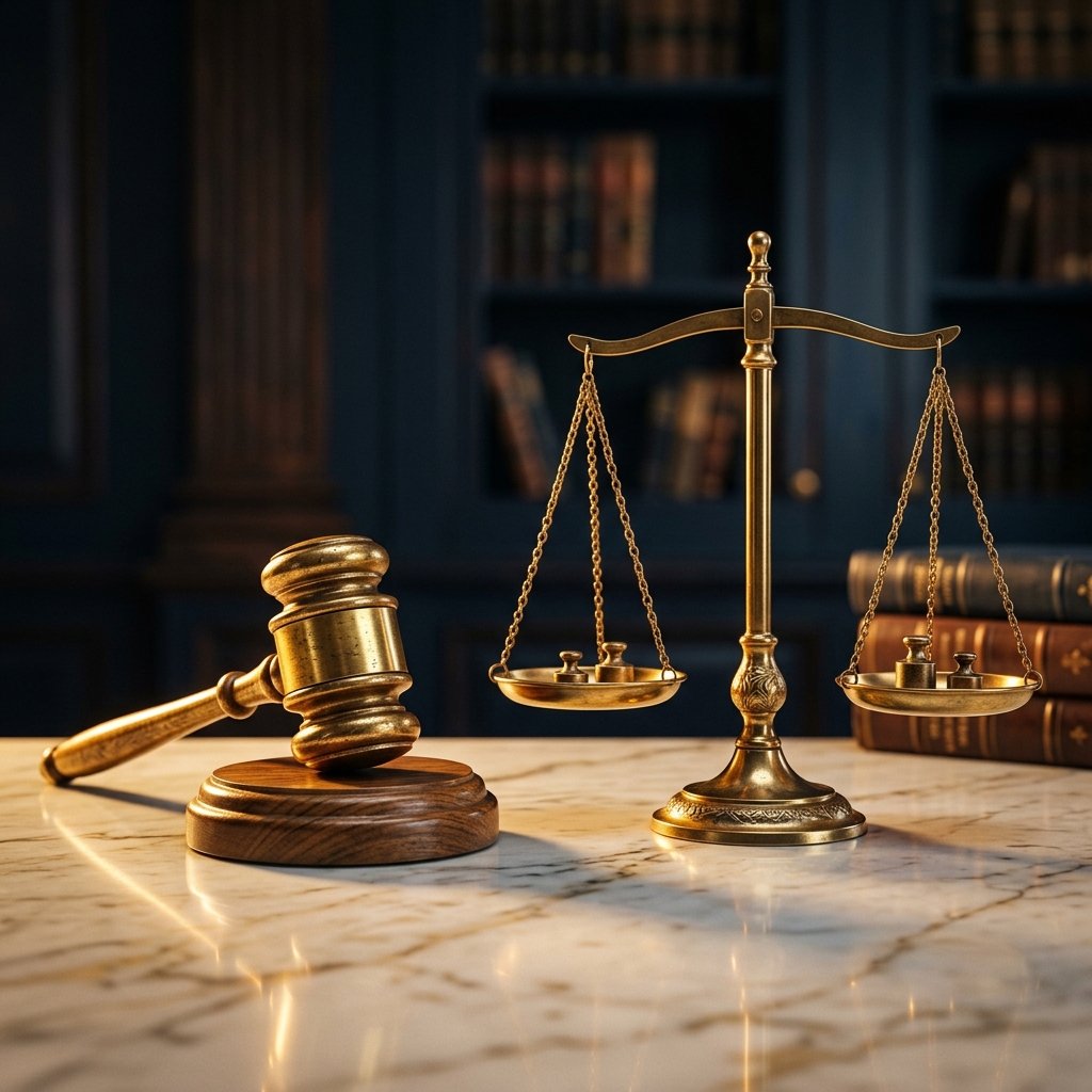 Gavel and scales of justice