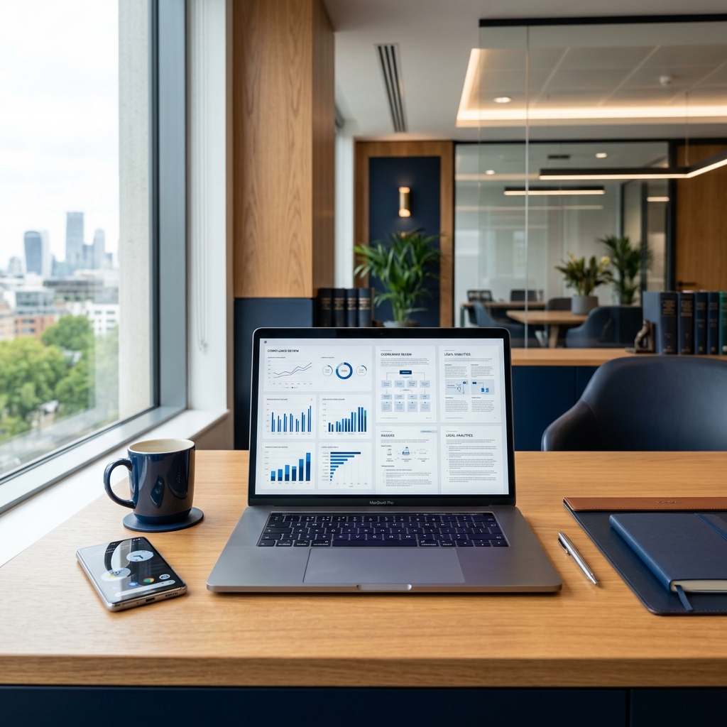 Modern office with compliance data